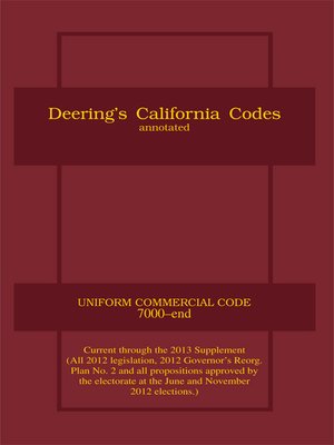 cover image of Deering's California Uniform Commercial Code, Annotated